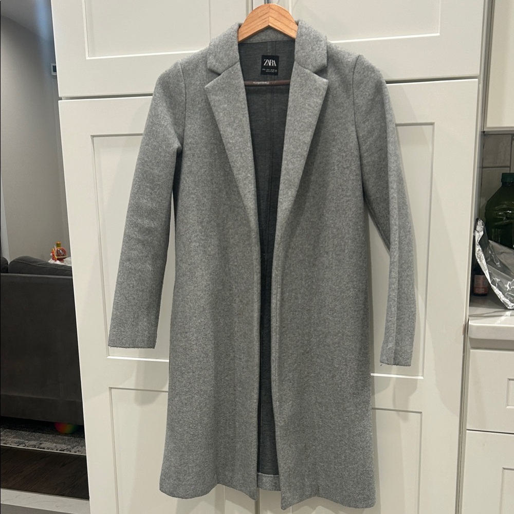 Zara Women's Classic Gray Wool Trench Coat